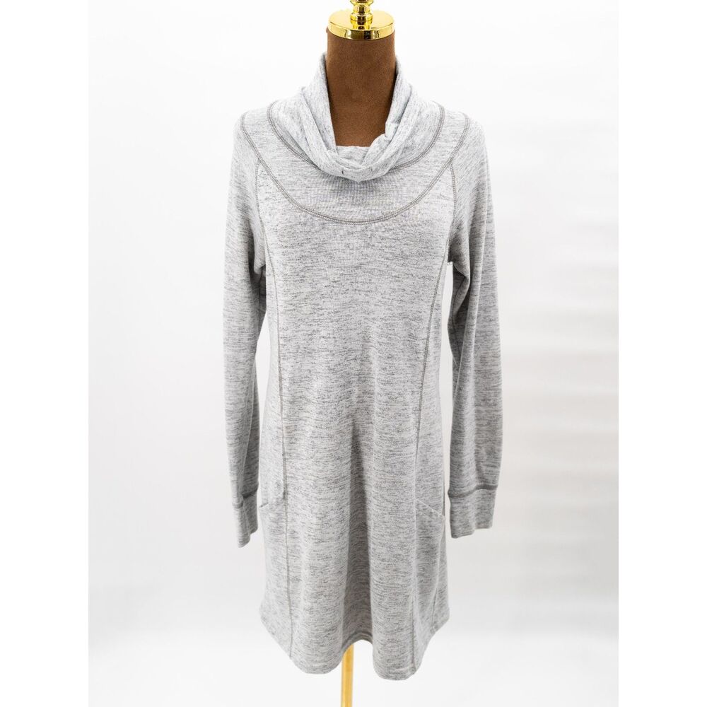 Kuhl Womens M Sweatshirt Dress Cowl Marled Gray Casual Dress With Pockets